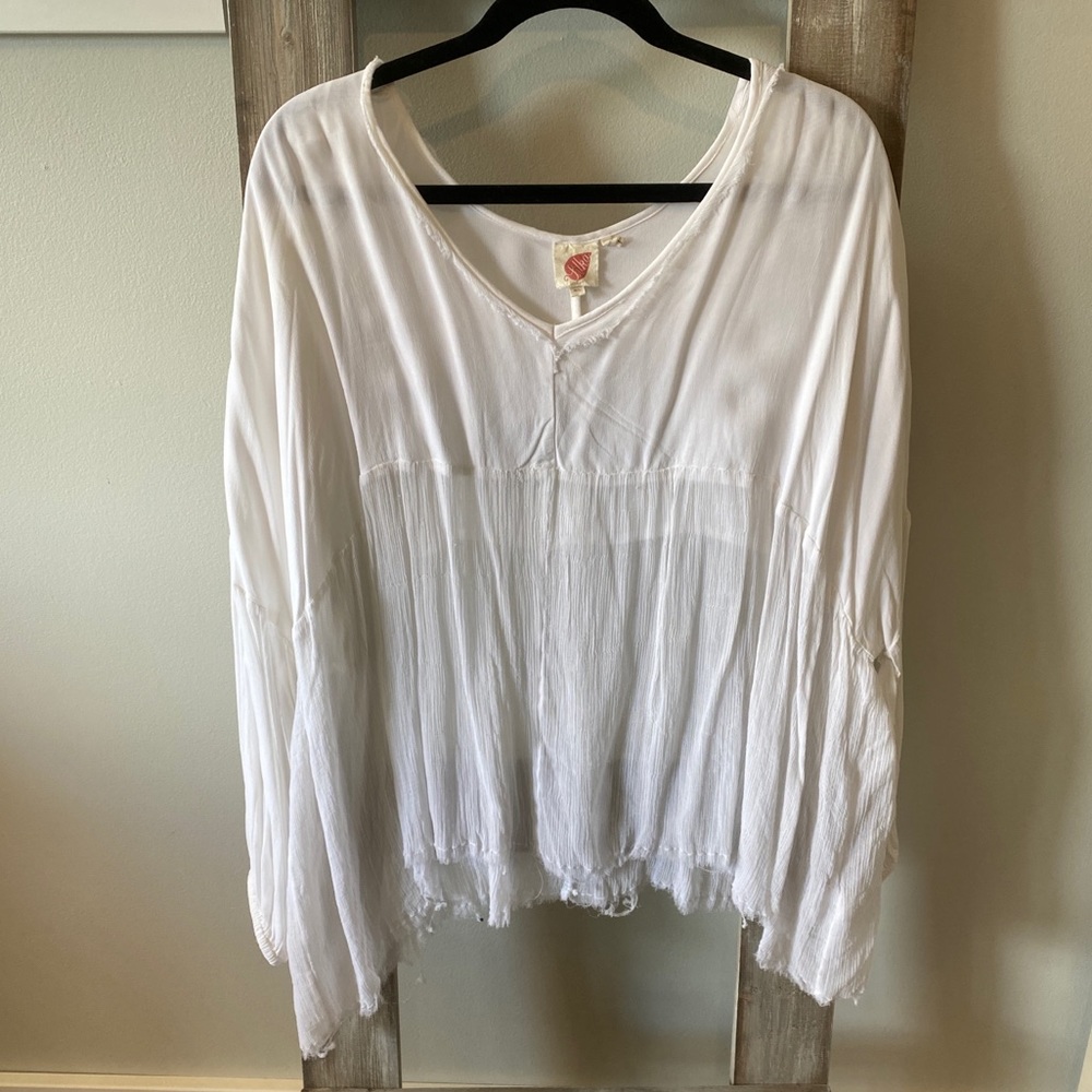 Pills for Anthropologie White Oversize Swing Blouse | Size M/L